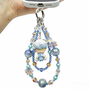 Chaîne de téléphone en résine perlée de luxe, <span class=keywords><strong>cordon</strong></span> bleu perlé, porte-clés tendance, mains libres - Product Image 5