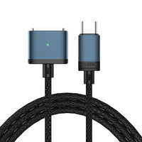 Câble de charge magnétique tressé en alliage d'aluminium et nylon de 2 m, 140 W, USB-C vers T-Head, charge rapide pour ordinateur MacBook