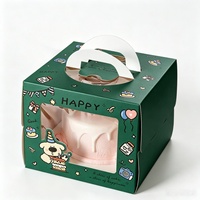 Emballage cadeau pour les fêtes, boîte à pâtisserie, boîte à gâteau d'anniversaire avec impression de logo personnalisé, fenêtre transparente en PET, poignée portable, emballage pour desserts