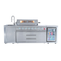 Gril à gaz de style moderne pour les fêtes en plein air Offre Spéciale la cuisine avec réfrigérateur et armoire pour la cuisson au barbecue