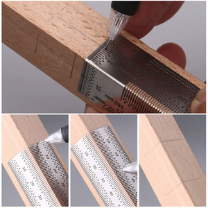 Regla en T de Acero Inoxidable para Carpintería, Medidor de Marcado de Orificios, Regla con Escala para Medición de Orificios en Madera - Product Image 2