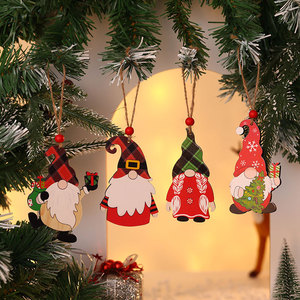 Nuevas decoraciones navideñas, adornos de madera pintados, adornos para árboles de Navidad con diseño de Rodolfo y sin rostro. - Product Image 2