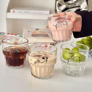 Cute Puppy Glass Cup Hammered Texture Transparent For Water Coffee Milk Juice Party Gift - Product Image 2