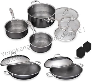 Yüksek kalite Modern 12-Piece paslanmaz çelik yapışmaz TENCERE SETİ indüksiyon alt ve cam kapak ile ev pişirme için - Product Image 2