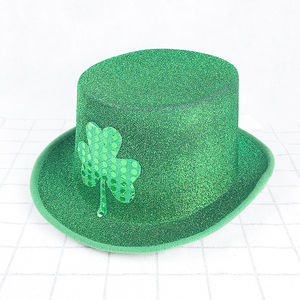 Chapeau d'habillage de <span class=keywords><strong>magicien</strong></span> couleur soie plume verte irlandaise chapeau de Lincoln en Nylon de nouvel an <span class=keywords><strong>pour</strong></span> décorations de fête d'artistes de scène - Product Image 2
