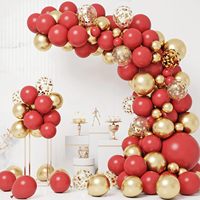 Kit de guirlande de ballons rouges et dorés 104 pièces, confettis métalliques, arche en latex, décoration pour fête, mariage, Saint-Valentin, anniversaire