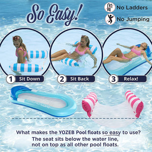 Inflatable Floating Bed 170x75cm Light Blue With <b>Backrest</b> For Pool Lounge Adult Use - Product Image 4