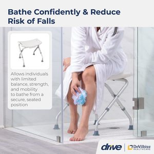 Shower Chair For Seniors <b>Height</b> <b>Adjustable</b> Bath <b>Stool</b> With Non Slip Seat Foldable Bathroom Safety Equipment White 62x12x38cm - Product Image 2