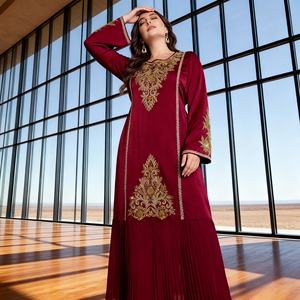 Robe Abaya en polyester de luxe sur mesure, élégante, pour les fêtes, avec strass thermocollants, pour femmes musulmanes - Product Image 1
