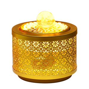 Fuente de agua de hierro forjado tallada y hueca con luz LED circular, decoración auspiciosa para el hogar, oficina, estudio o entrada. - Product Image 5