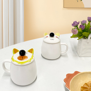 SYL <span class=keywords><strong>Tasse</strong></span> en céramique <span class=keywords><strong>Totoro</strong></span> avec couvercle distribuée en porcelaine pour couple de lait <span class=keywords><strong>Tasse</strong></span> pour cadeaux - Product Image 3