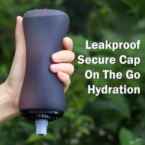 Bouteille d'eau pliable en silicone 350 ml avec poignée, anti-fuite, pour le sport et la course à pied, avec impression de logo - Product Image 2