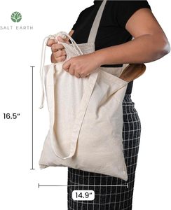 Bolsas de mano reutilizables de algodón 100%, patrón de tierra salada, estilo de moda para compras de comestibles a granel, uso de regalos de <span class=keywords><strong>playa</strong></span> DIY - Product Image 4