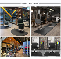 Tapis de salon à prix d'usine, semi-rond, PVC PU, antidérapant, pour coiffeur, noir, 90*150cm, tapis anti-fatigue pour chaise de barbier