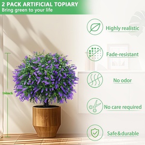 LUYI Palla di Lavanda Artificiale Anti-UV con Picchetto, Pianta Sempreverde per Decorazione Esterna di Portico e <span class=keywords><strong>Giardino</strong></span> - Product Image 2