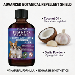 Gouttes de prévention contre les puces et les tiques pour chiens - Supplément liquide riche en protéines, huile de noix de coco, poudre d'ail, soutien immunitaire, absorption rapide - Product Image 3