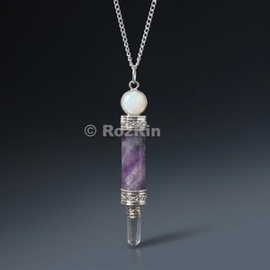 ซื้อชุดลูกตุ้มอะเมทิสต์ 3 ชิ้น พร้อมคริสตัลควอตซ์ |   Rozrincrystals.com แบรนด์จากกูร์กาฏ ตีมปาร์ตี้ธีมความรัก - Product Image 2