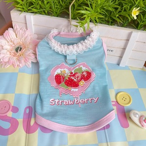 Chaleco Arnés para <span class=keywords><strong>Perro</strong></span> con Volantes <span class=keywords><strong>de</strong></span> Encaje <span class=keywords><strong>de</strong></span> Fresa Dulce <span class=keywords><strong>de</strong></span> Primavera al por Mayor - Top para Mascotas <span class=keywords><strong>de</strong></span> Diseño Japonés y Coreano para <span class=keywords><strong>Razas</strong></span> Pequeñas - Product Image 2