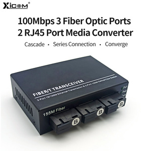 Convertidor de Medios de Fibra Óptica XICOM 100M, 3 Ópticos, 2 RJ45, Monomodo SC 1310/1550nm, Distancia de 20KM - Product Image 2
