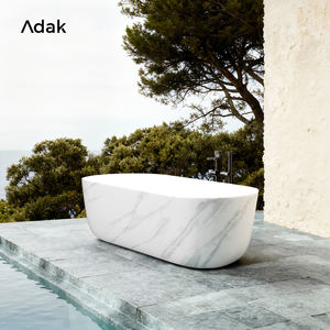 Baignoire autoportante ovale en acrylique de 67 pouces, aspect marbre, portable, pour usage résidentiel - Product Image 4