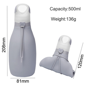 Bouteille d'eau pliable réutilisable sans BPA en silicone, bouteilles d'eau pliables réutilisables pour les voyages, la salle de sport, le camping, la randonnée - Product Image 2