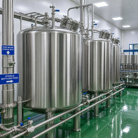 Réservoir de stockage d'eau en acier inoxydable 1000L/h, cuve ondulée à paroi mince avec ports d'entrée, de sortie et de vidange pour usage industriel et médical