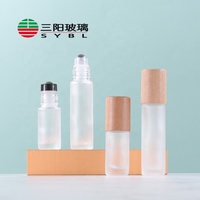 Botol kaca botol rol bening alami, rol minyak esensial 10ml dengan tutup bambu