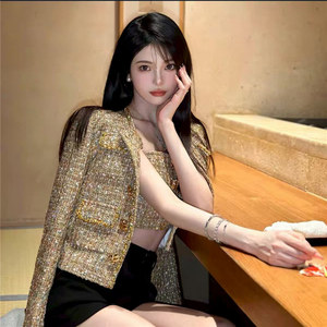 Giacche in <span class=keywords><strong>Tweed</strong></span> alla Moda Coreana per Donne, Blazer Corto Elegante e di Lusso in Lana con Bottoni per l'Autunno - Product Image 3