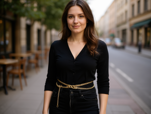 Catena da Vita in Lega d'Acciaio Placcata Oro per Donna, Stile Semplice, Lunghezza Standard, Gioiello per Uso Quotidiano - Product Image 2