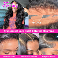 Wig Rambut Asli Manusia Mewah Grosir, Wig Lace Front Pre Plucked Body Wave untuk Wanita Kulit Hitam 13X4 13X6 HD Lace Frontal Wig