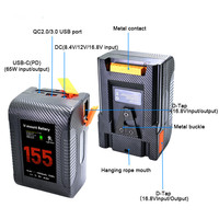 Batterie à montage en V, batterie à verrouillage en V, chargeur rapide PD 155W avec sortie D-tap/USB-A/USB-C/BP pour caméscope de caméra vidéo Sony