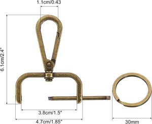 Uxcell Ensemble de fermoirs détachables : mousquetons, anneaux en D, fermoirs pivotants, fermoirs mousquetons à poussoir, clips de mode pour la fabrication de sacs à main, avec clé - Product Image 2
