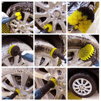 Pour un nettoyage multifonctionnel des interstices de carrelage et des moyeux de roues, sans points morts, ensemble de têtes de brosse pour perceuse pour la maison et la voiture, modèle 1223-001 Chine