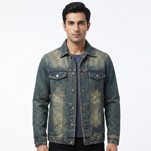 OEM High Quality <b>Custom</b> Men's <b>Denim</b> <b>Jacket</b> Casual Fashion Button Coat Zipper Closure Light Reversible Spring Plus-Size - Product Image 1