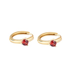 Pendientes de Aro Redondos de Plata de Ley 925 con Baño de Oro de 18K y 12 Piedras de Nacimiento, Delicados y Más Vendidos, para Uso Diario - Product Image 5
