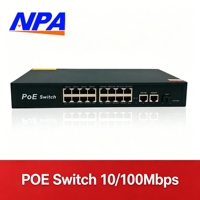 AI PoE Switch 16 Port 10/100Mbps 2 Gigabit Uplink 1 SFP Rack-Montage Watchdog 10,8Gbps IEEE 802.3af/at IP-Kamera CCTV QoS
