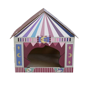 Casa <span class=keywords><strong>de</strong></span> gato moderna estilo carnaval con 8 <span class=keywords><strong>ventanas</strong></span> interactivas grandes Cama Cueva <span class=keywords><strong>de</strong></span> gato <span class=keywords><strong>de</strong></span> cartón corrugado duradero para gatos <span class=keywords><strong>de</strong></span> interior - Product Image 2