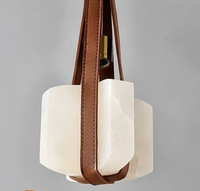 Lampe suspendue en cuir et travertin MEEROSEE, petite, élégante, moderne et simple, lampe de bar design, éclairage de couloir pour maison d'hôtes MD88136
