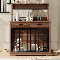 Cage et maison en bois pour chiens de grande, moyenne ou petite taille - Utilisation intérieure, installation facile, nettoyage par essuyage, toutes saisons, bac de rangement et toilette