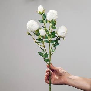 Bouquet da sposa essiccato a fiori artificiali di seta Vintage con bordo bruciato a 5 teste di fascia alta per decorazioni per la casa con bordo bruciato unico - Product Image 4