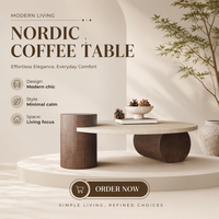Table basse en pierre naturelle avec structure en bois massif et plateau en travertin - Design moderne durable pour les petites maisons - Esthétique haut de gamme Wabi-Sabi