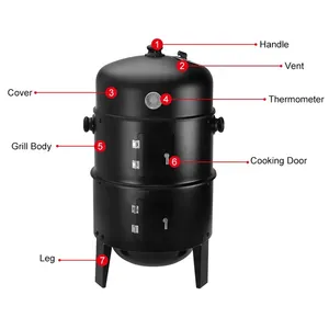 Nouvel arrivage : <span class=keywords><strong>Barbecue</strong></span> fumoir à charbon de bois 3-en-1 sans fumée, modèle tour verticale à 3 niveaux - Product Image 4