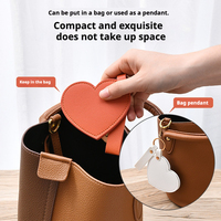 Miroir de maquillage lumineux en forme de cœur, rotatif, en cuir PU, petit, compact, pliable, portable, avec porte-clés