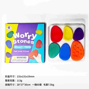 Portable Silicone Worry Stone <b>Fidget</b> Toys Colorful Sensory Play Stones Smooth Tactile Relaxation Pocket Size <b>Pack</b> - Product Image 2