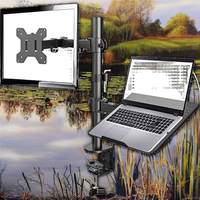 Support double moniteur MG avec plateau pour ordinateur portable, fixation de bureau à pince, écran VESA PC 2 en 1, rehausseur de moniteur réglable 24 pouces, en acier