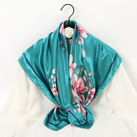 Écharpe carrée en satin pour femme, effet soie |   Bandana vintage imprimé et uni pour cheveux, tête, cou, à porter au quotidien