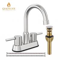 Grifo de lavabo moderno de arco alto con 2 manijas, montaje en cubierta, con agua fría y caliente para uso en proyectos mayoristas de baños domésticos