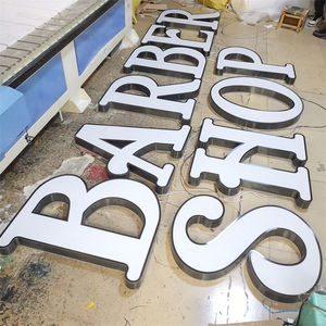 Huruf Timbul Logam 3D Kustom dengan Lampu LED untuk Papan Nama Toko Pangkas Rambut - Product Image 3