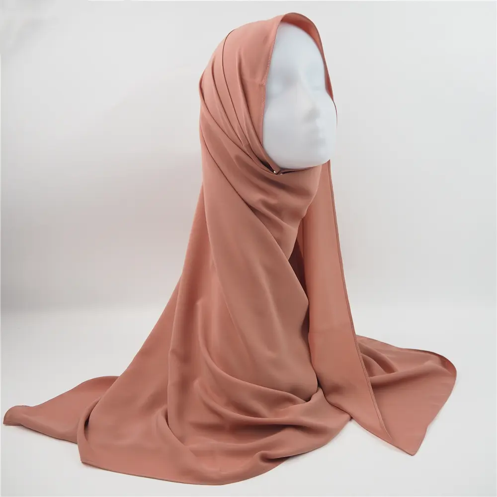 Nouveau produit Premium en mousseline de soie de haute qualité foulard en soie 180*70 Hijab voile à Angle droit