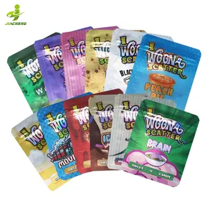 Tùy Chỉnh UV In Nắp Kéo Nhỏ Nhỏ 1G Dây Kéo Nằm Phẳng Pouch 3 Bên Con Dấu Ziplock Mylar Túi Cho Gummy Edibles